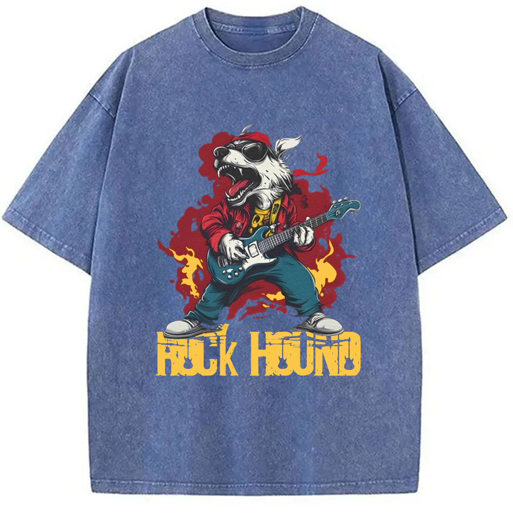 Rock Dog Playing Guitar Washed T-Shirt Funny Aesthetic Trendy Apparel Gifts For Brother Rock Dog Playing Guitar Washed T-Shirt Funny Aesthetic Trendy Apparel Gifts For Brother