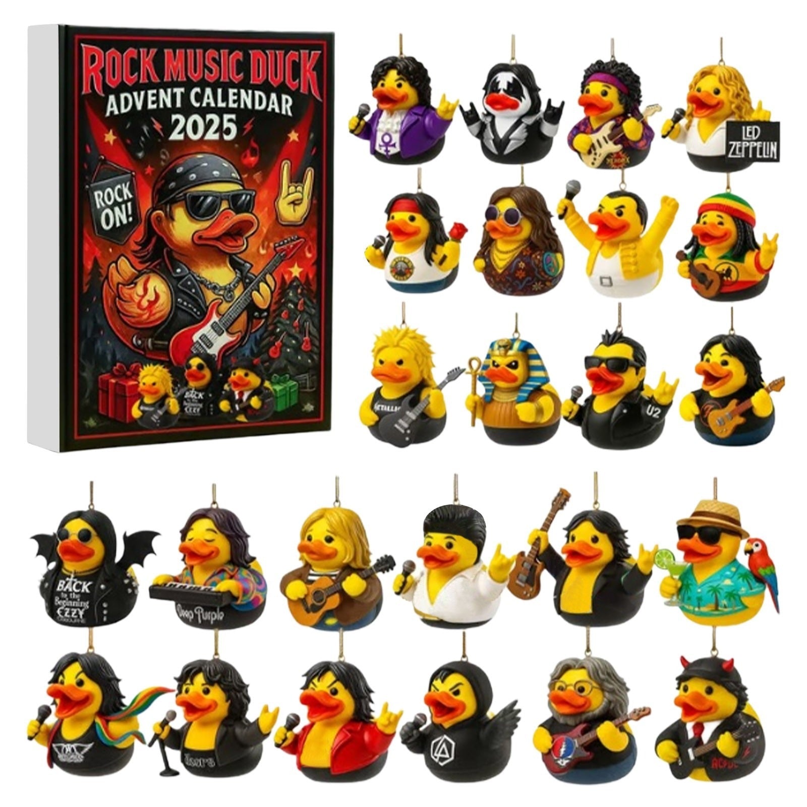 Rock Music Duck Advent Calendar Holiday Countdown Christmas Gifts For Duck Lovers