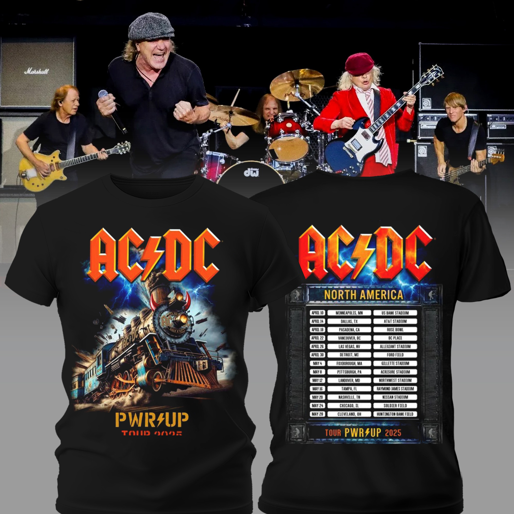 Rock N Roll Train PWR UP Tour T-Shirt Music Themed Gifts For Fans