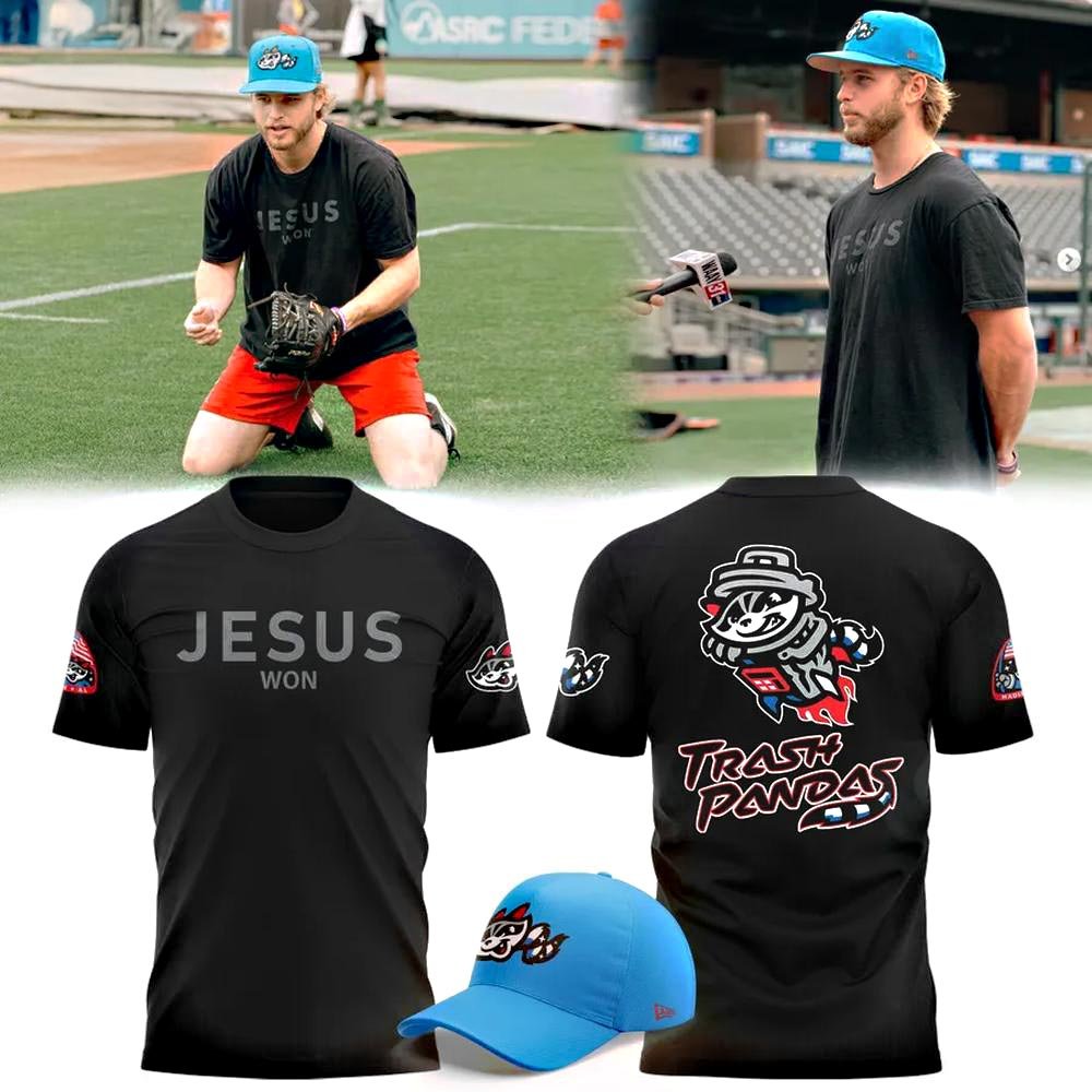 Rocket City Trash Pandas x Jesus Won T-Shirt Gift Ideas For Baseball Fans