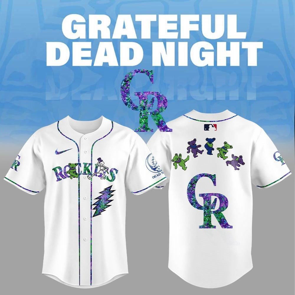 Rockets x Grateful Dead Night Baseball Jersey Cool Gifts For Baseball Lovers