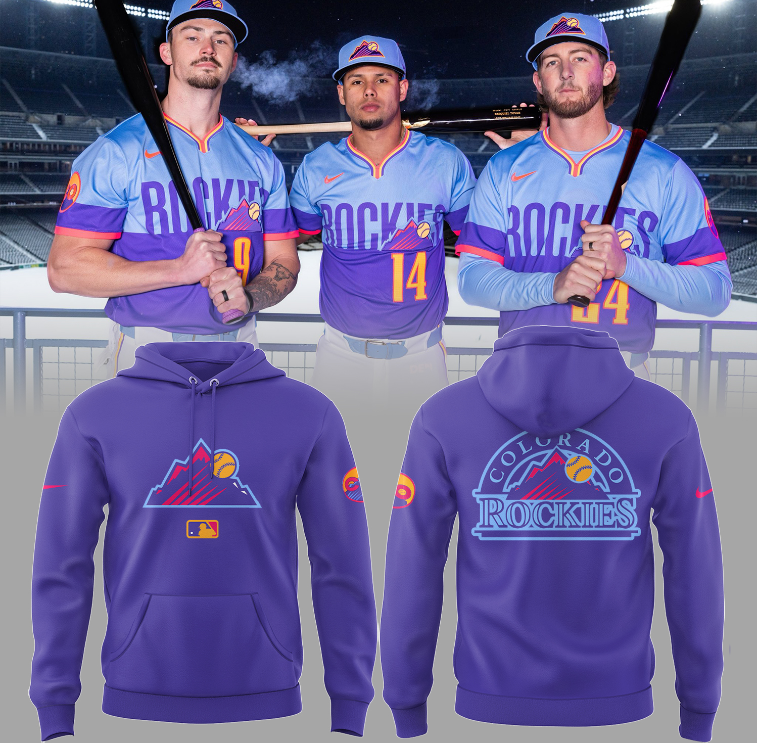 Rockies Baseball 2025 City Connect 2 Hoodie Baseball Coach Gift Ideas