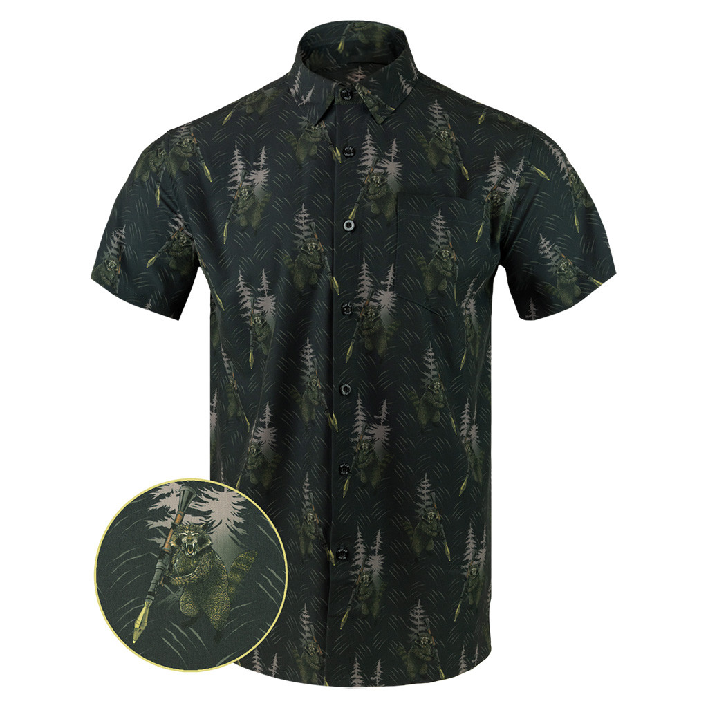 Rockoon Button Down Shirt Tactical Aloha Print Shirt Husband Christmas Gift Ideas