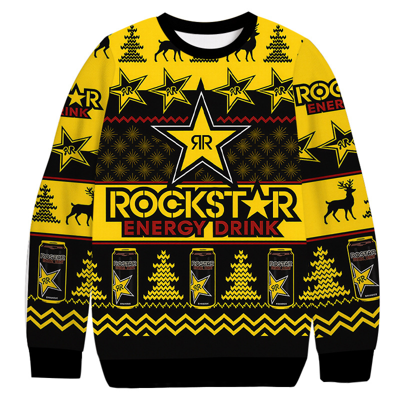 Rockstar Energy Drink Christmas Ugly Sweatshirt Christmas Cozy Winter Wear Gift Ideas