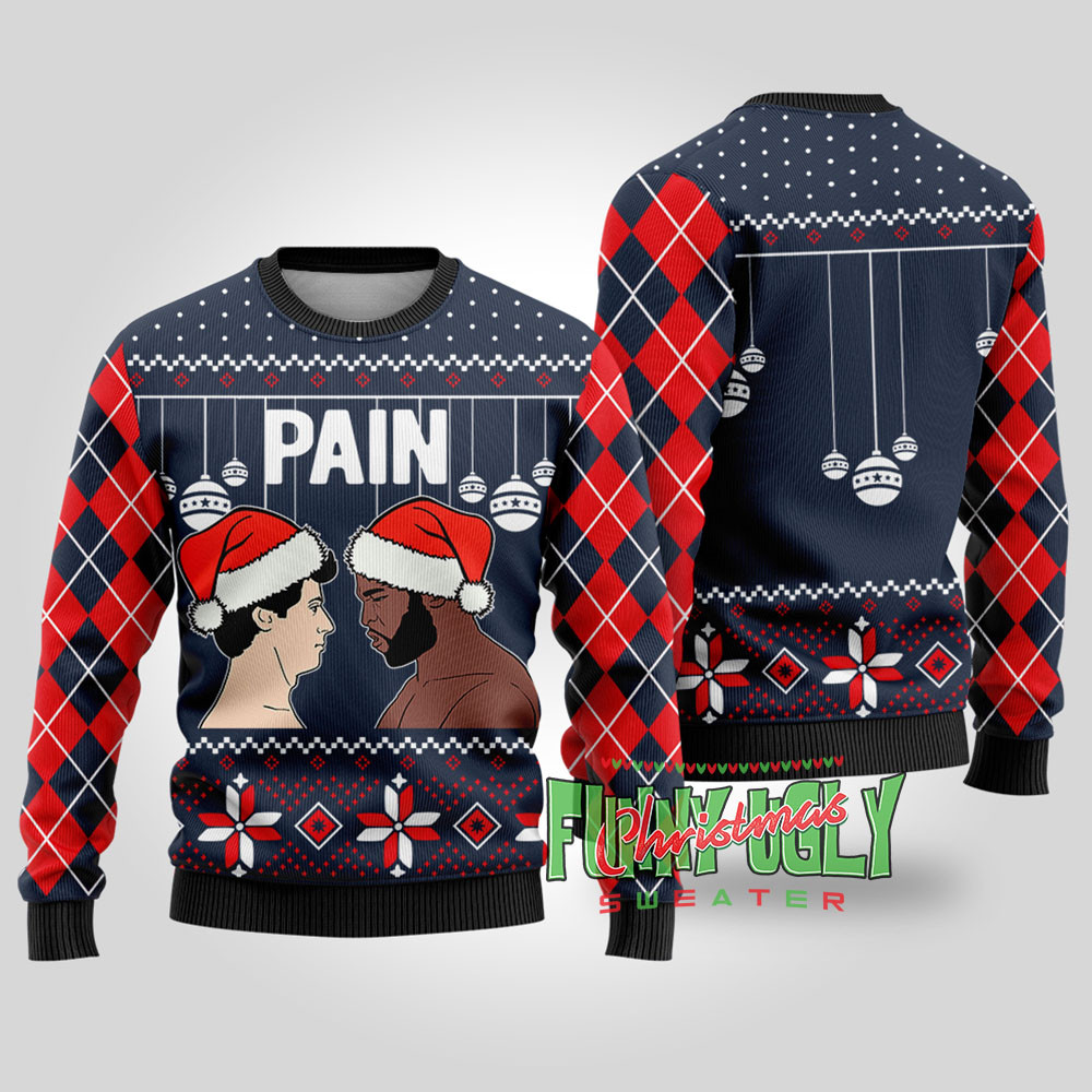 Rocky Iii Ugly Christmas Sweater Navy Funny Holiday Sweater for Family Gatherings