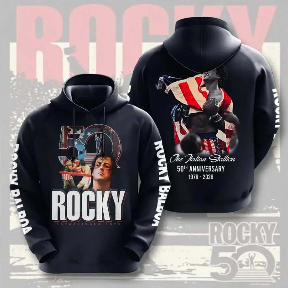 Rocky The Italian Stallion 50th Anniversary 1976 2026 Hoodie Rocky Merch Fans Gifts