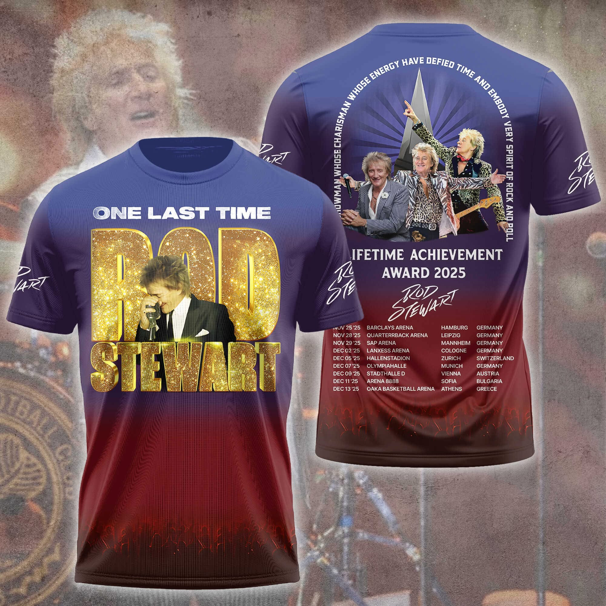 Rod Stewart Tour Merch EU 2025 One Last Time T-Shirt Rod Stewart Concert Fan Clothing