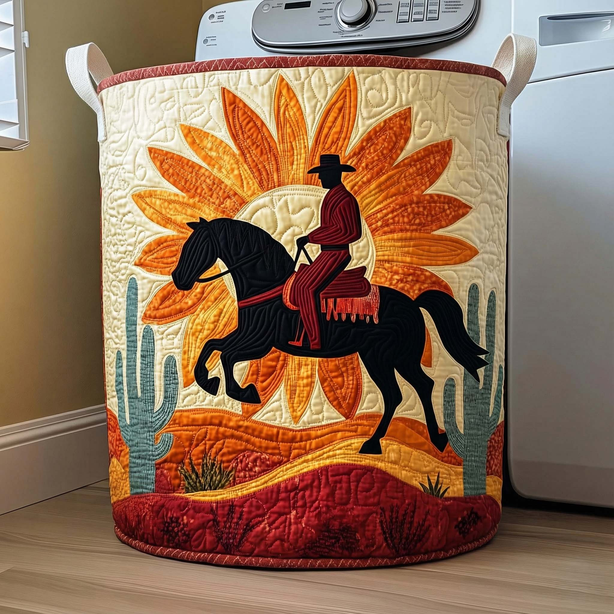 Rodeo Cowboy Quilted Laundry Basket Boho Home Decor Cowboy Lover Presents