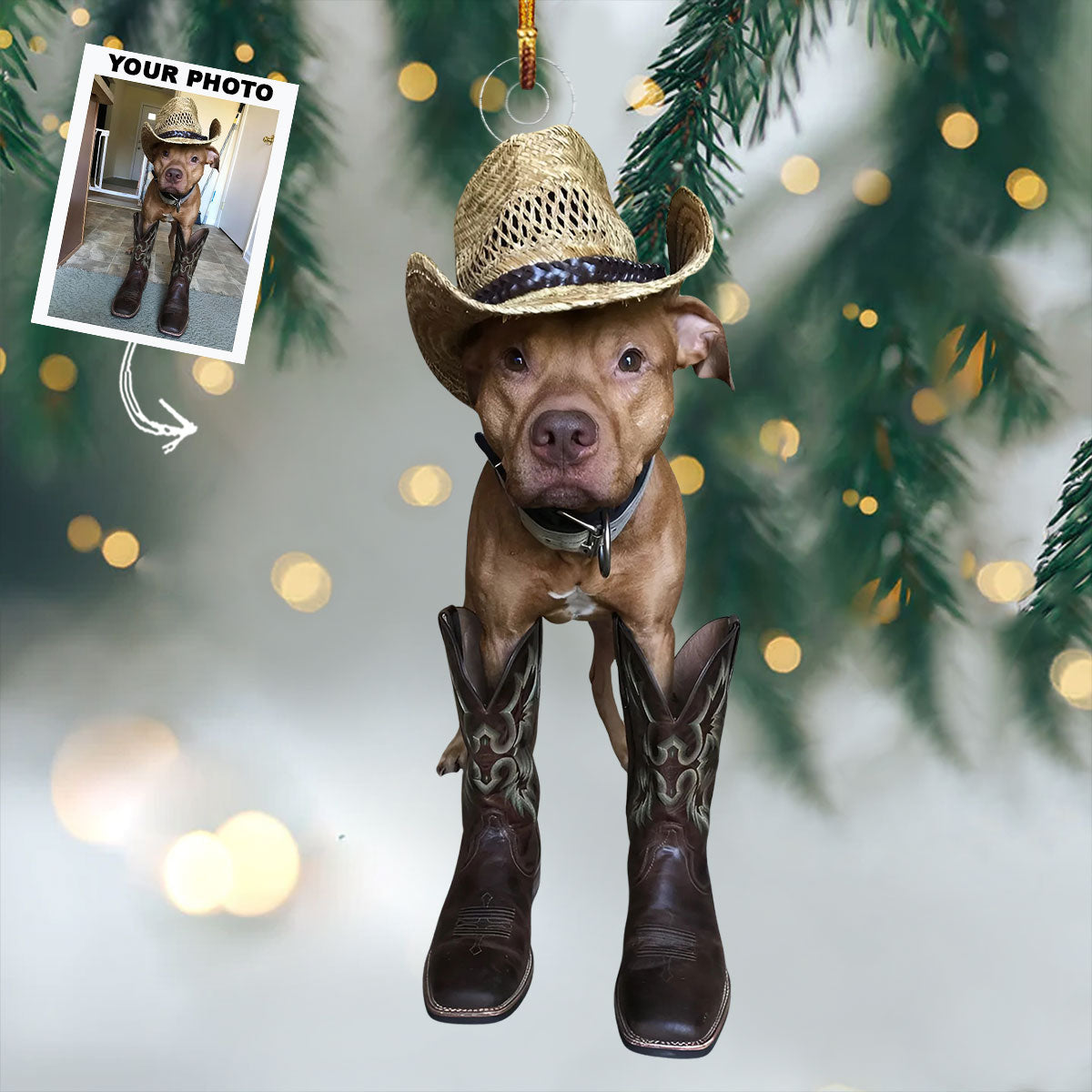 Rodeo Puppy Personalized Photo Mica Ornament Christmas Gift For Dog Lovers Dog Owners