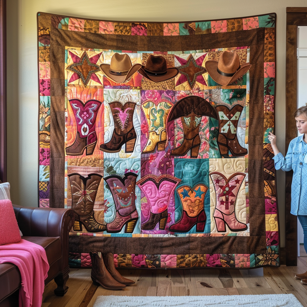 Rodeo Queen Quilted Blanket Presents For Cow Lovers