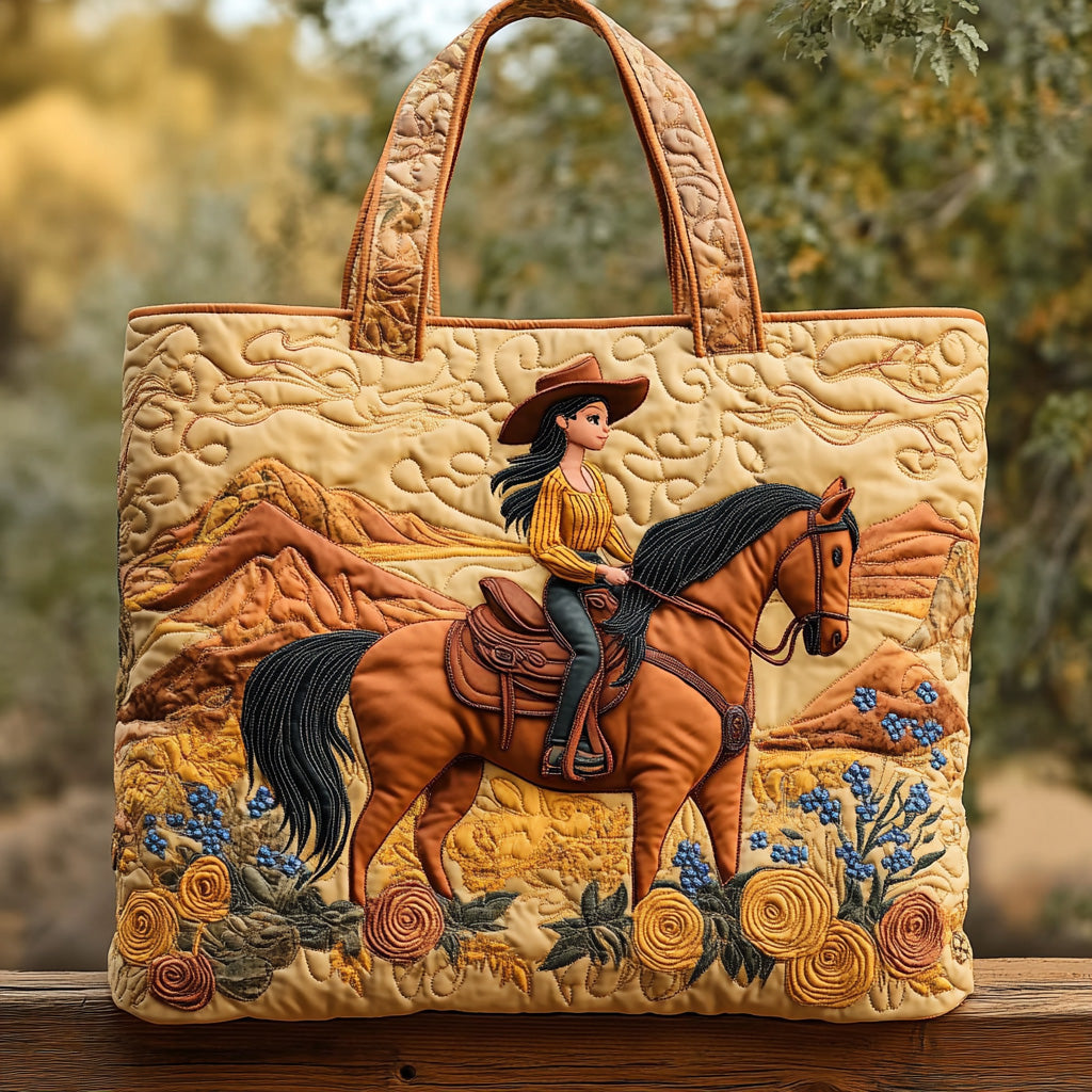 Rodeo Rose Quilted Tote Bag Cow Print Gifts