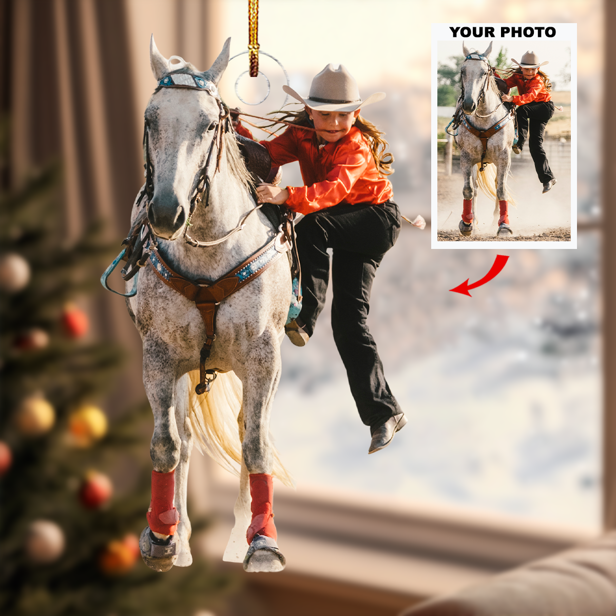 Rodeo Rush Personalized Photo Mica Ornament Gift For Rodeo Lovers Rodeo Players