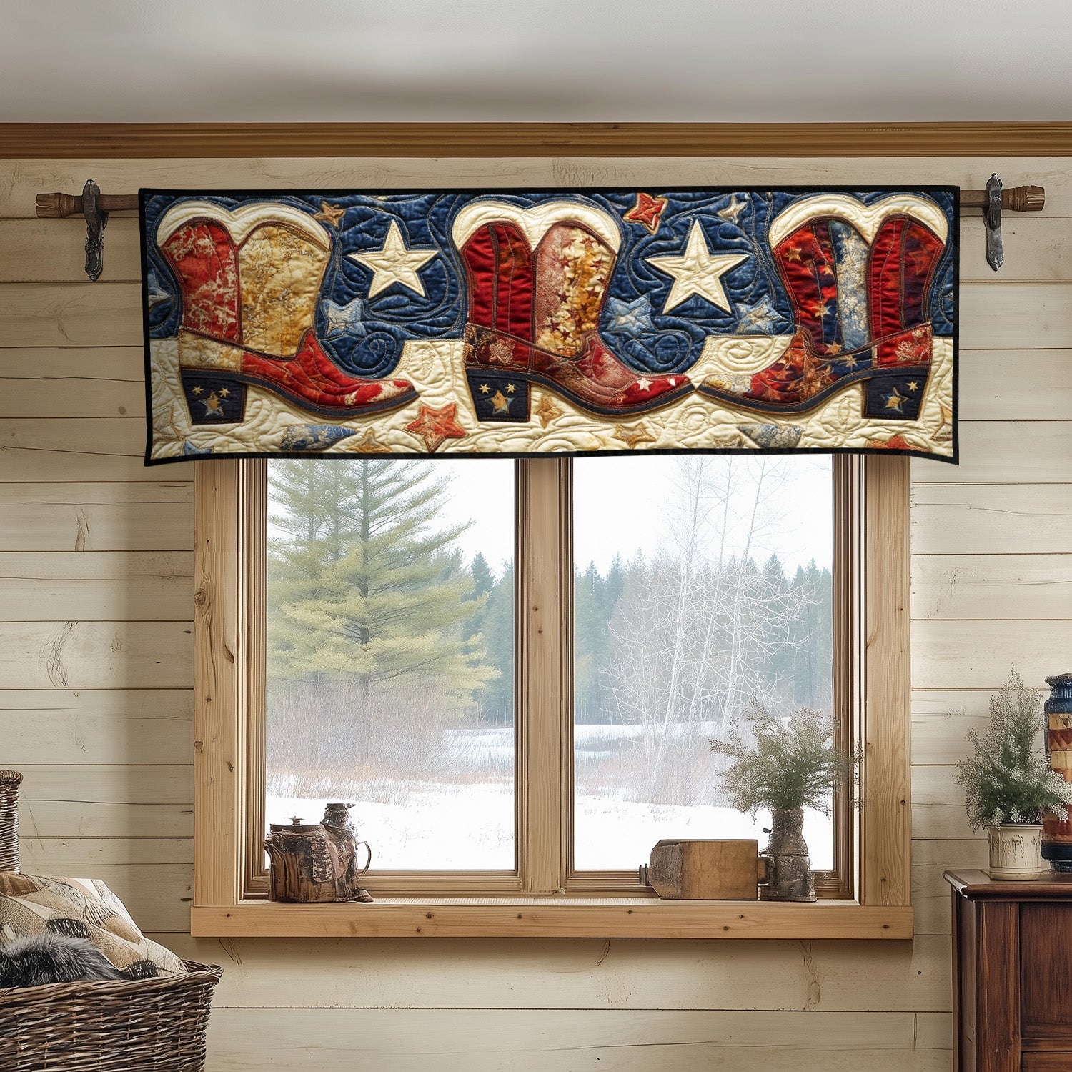 Rodeo Star Spangled Quilted Valance Patriotic Valances Meaningful Gifts For Parents