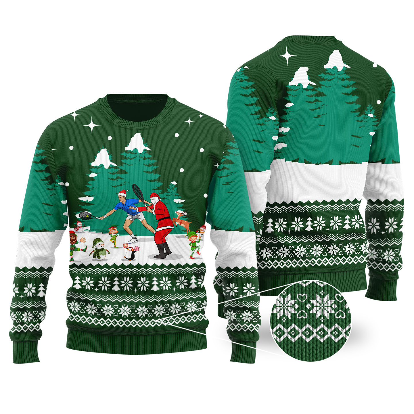 Roger Federer Ugly Christmas Sweater Forest Green Trending Christmas Merch Gift 2025 Collection