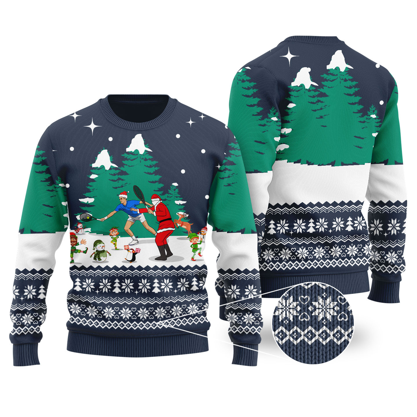 Roger Federer Ugly Christmas Sweater Navy Meaningful Holiday Gift Merch to Show You Care