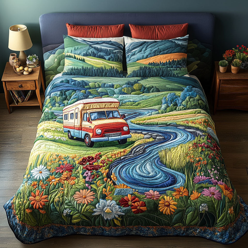 Rolling Away Quilted Bedding Set Bedroom Decor Hippie Birthday Gifts