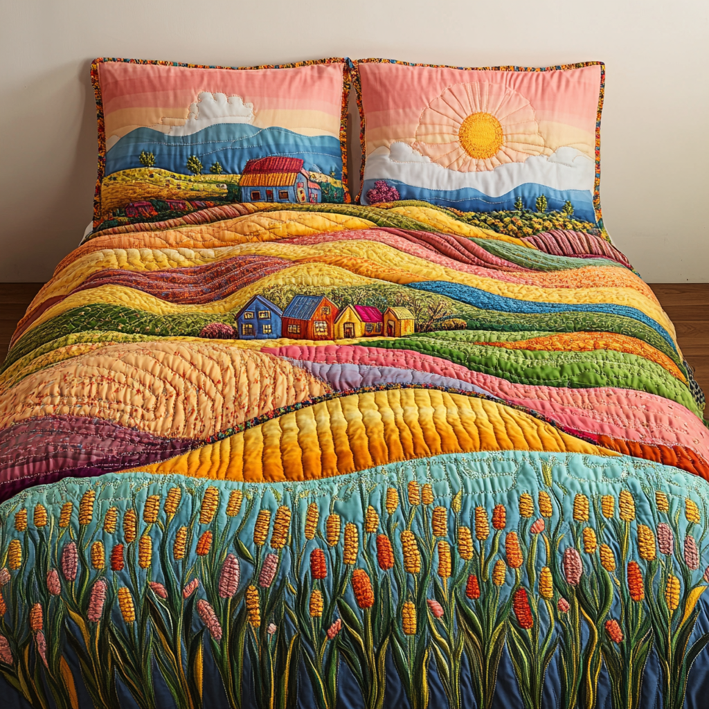 Rolling Beauty Quilted Bedding Set Farm Bedroom Decorating Ideas Family Holiday Gifts