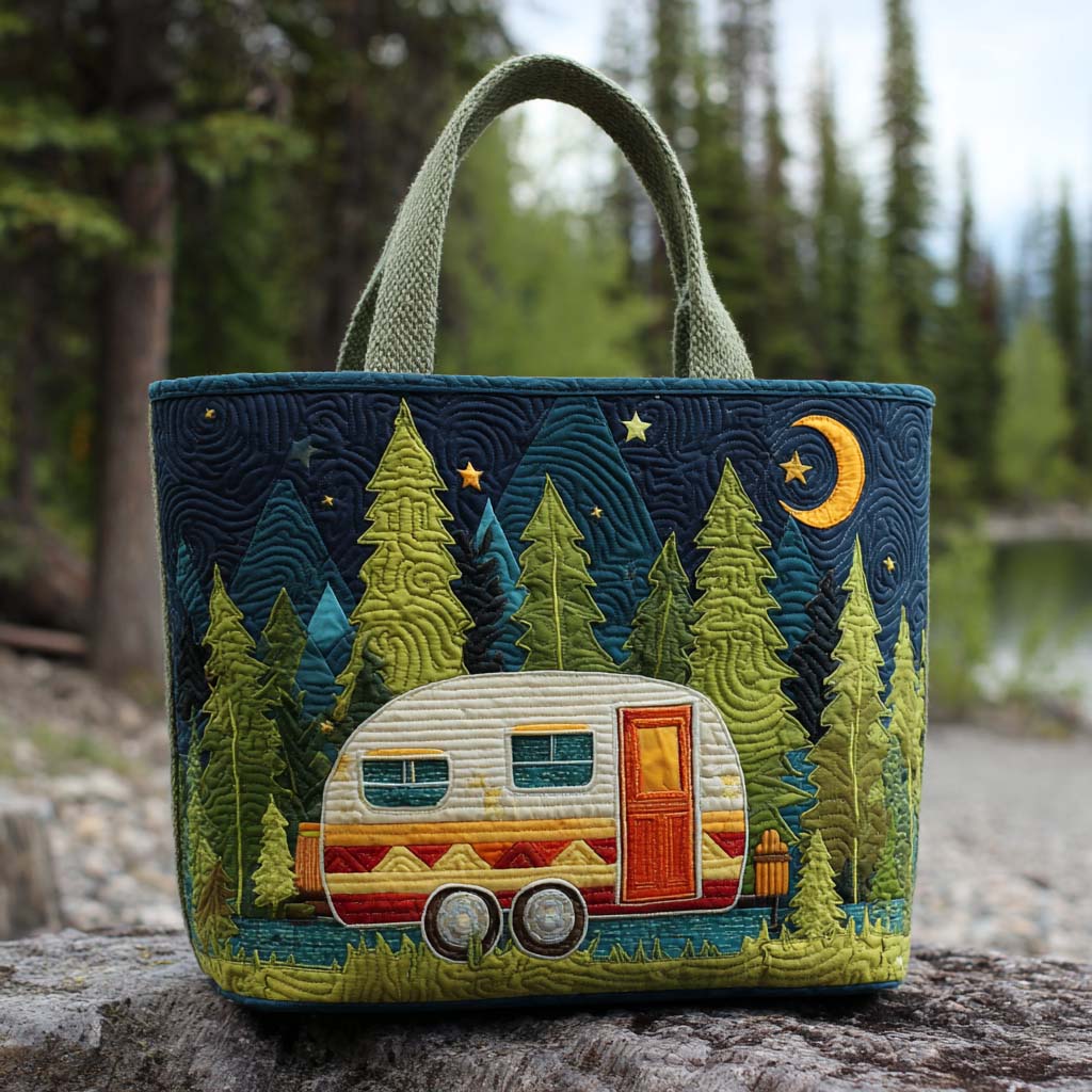 Rolling Cabin Life Quilted Tote Bag Camping Gifts For Men