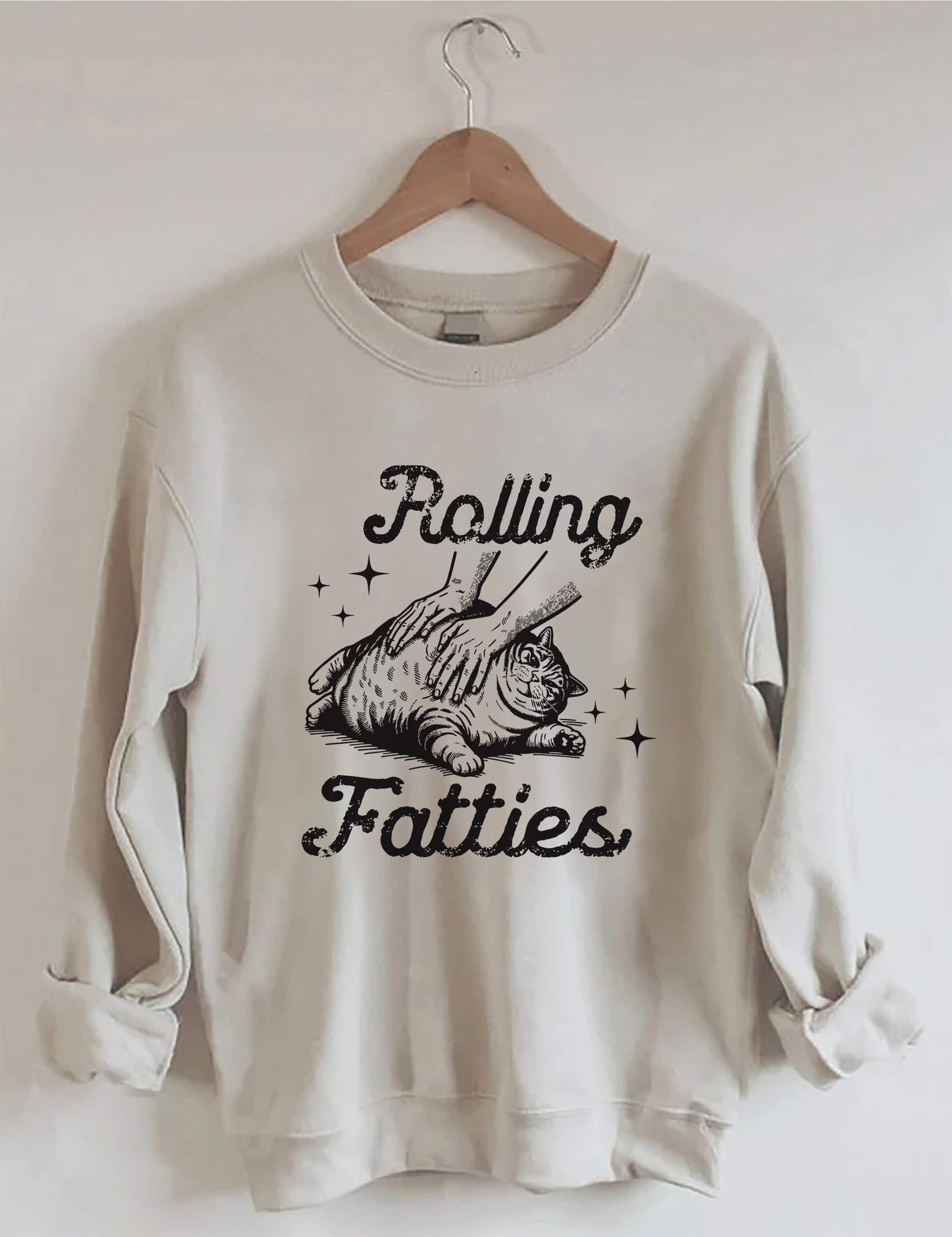 Rolling Fatties Cat Sweatshirt Animal Themed Funny Sweatshirt Cat Gifts For Christmas
