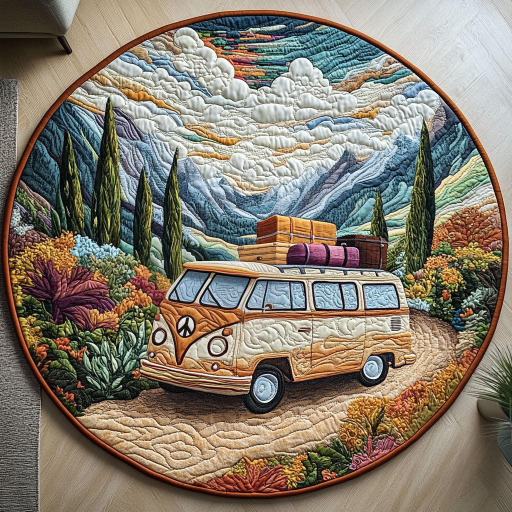 Rolling Freedom Quilted Round Mat Entryway Decor Family Christmas Stockings