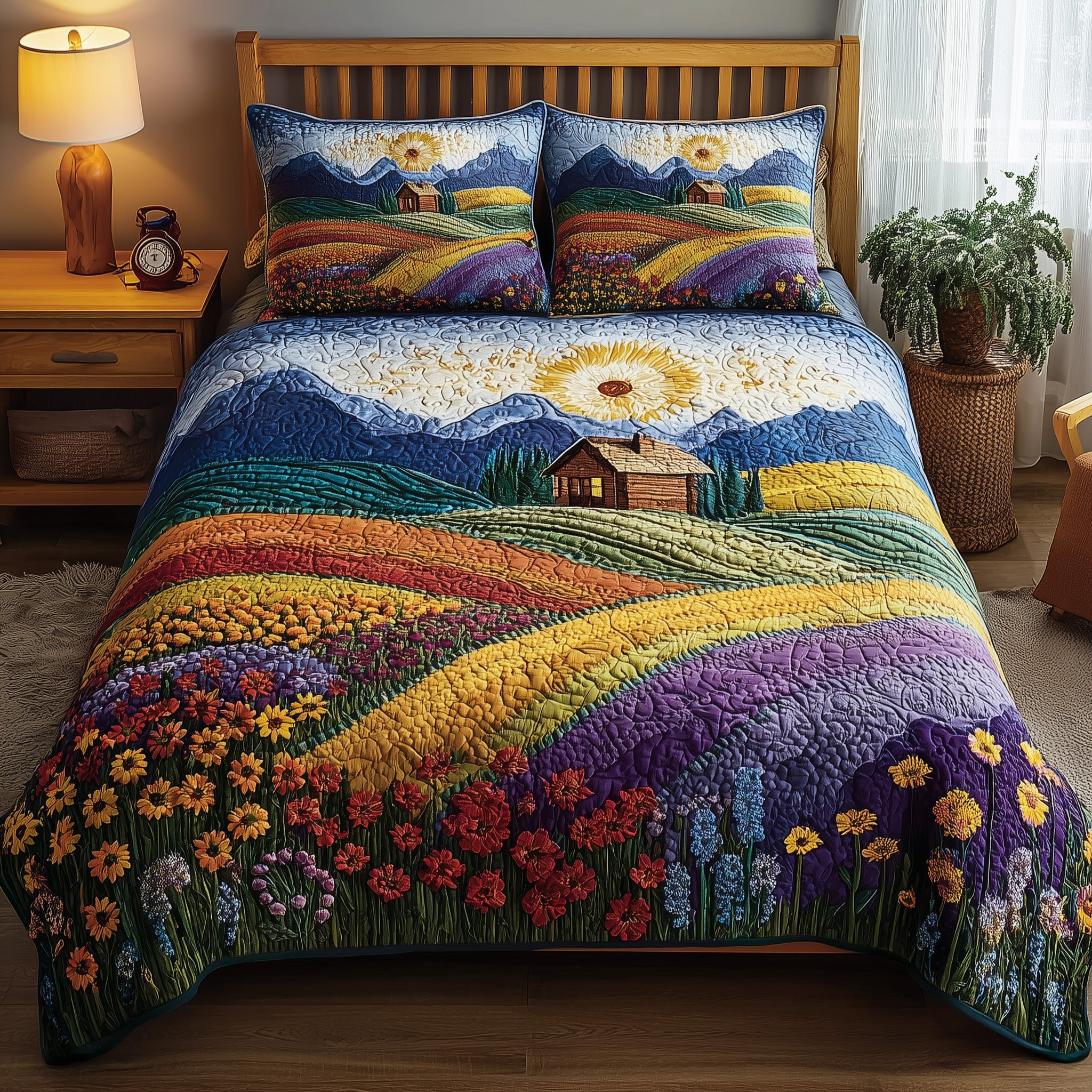 Rolling Heaven Quilted Bedding Set Classic Style