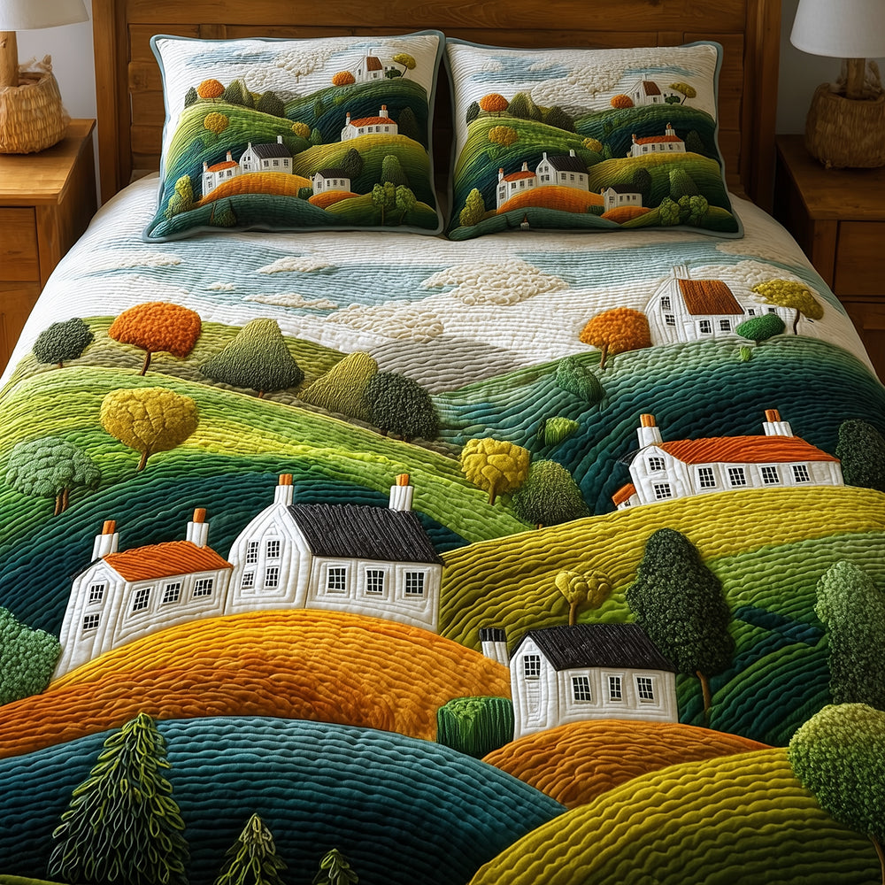 Rolling Hills Quilted Bedding Set Bedroom Decor Family Christmas Gifts