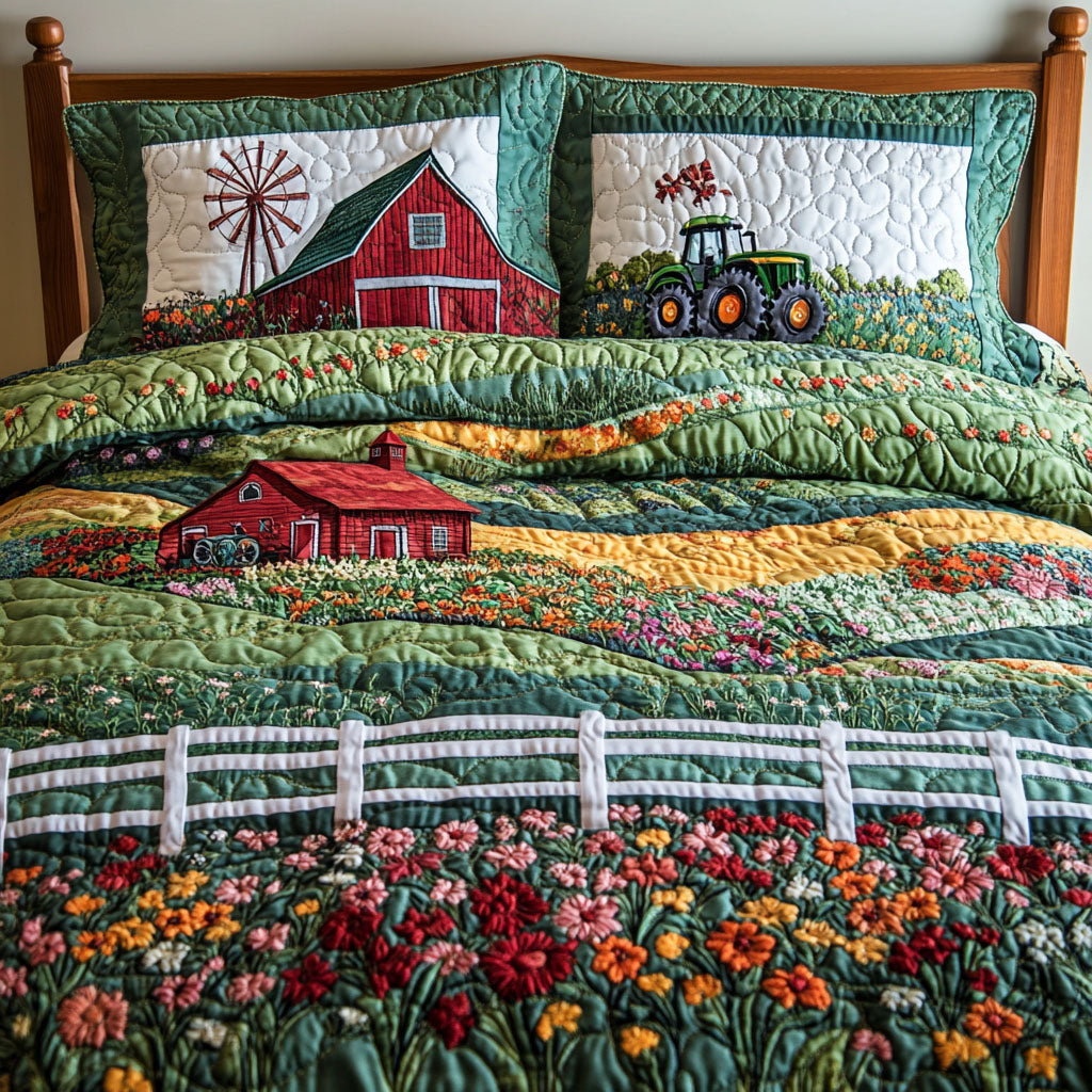Rolling Hills Quilted Bedding Set Elegant Bedding Set Gift for Newlyweds