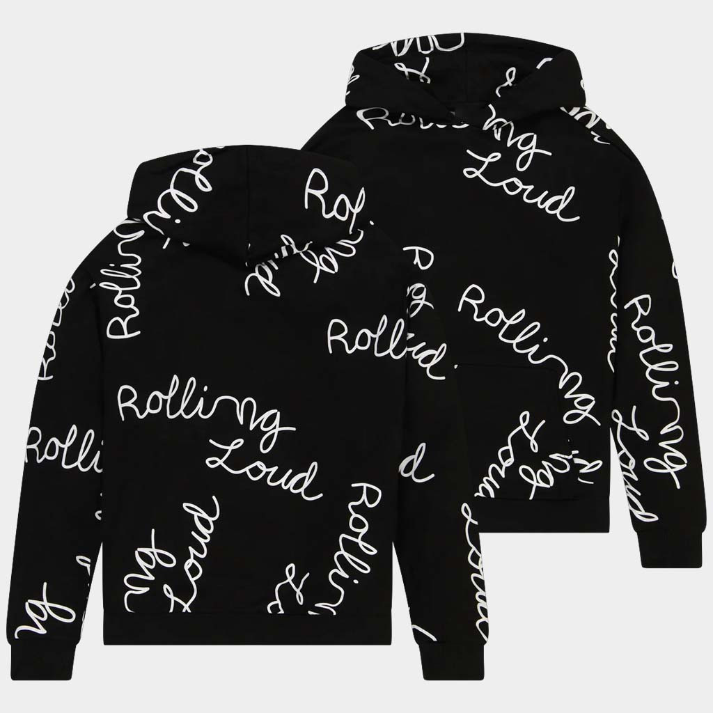 Rolling Loud Merch AOP Script Hoodie Black Best Gifts For Son