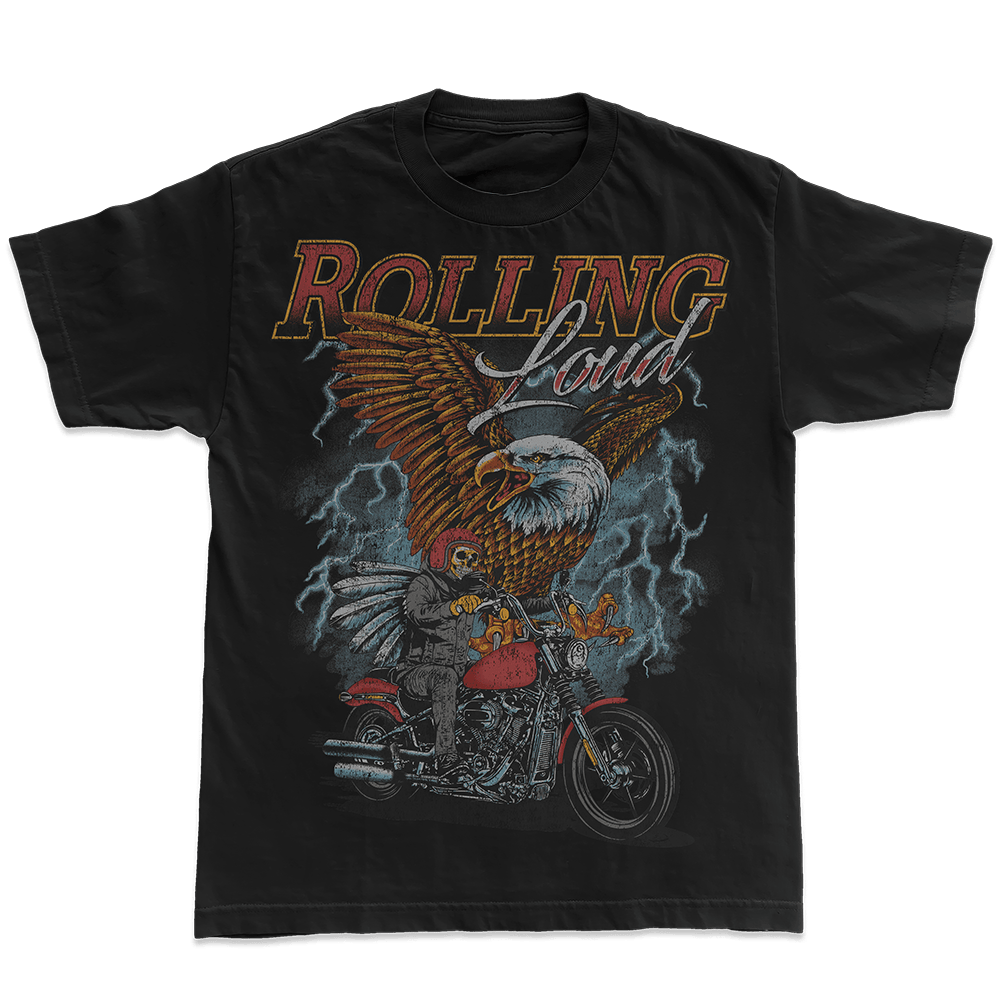 Rolling Loud Merch RL Moto Eagle Black T-Shirt Father's Day Gifts For Dad Gift for Brother Rolling Loud Merch RL Moto Eagle Black T-Shirt Father's Day Gifts For Dad Gift for Brother