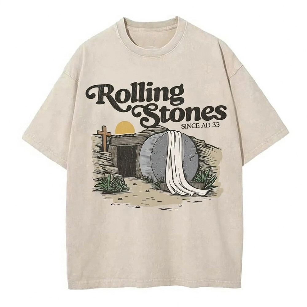 Rolling Stones Since AD 33 Christian Graphic T-Shirt Funny Easter Resurrection Faith Gift
