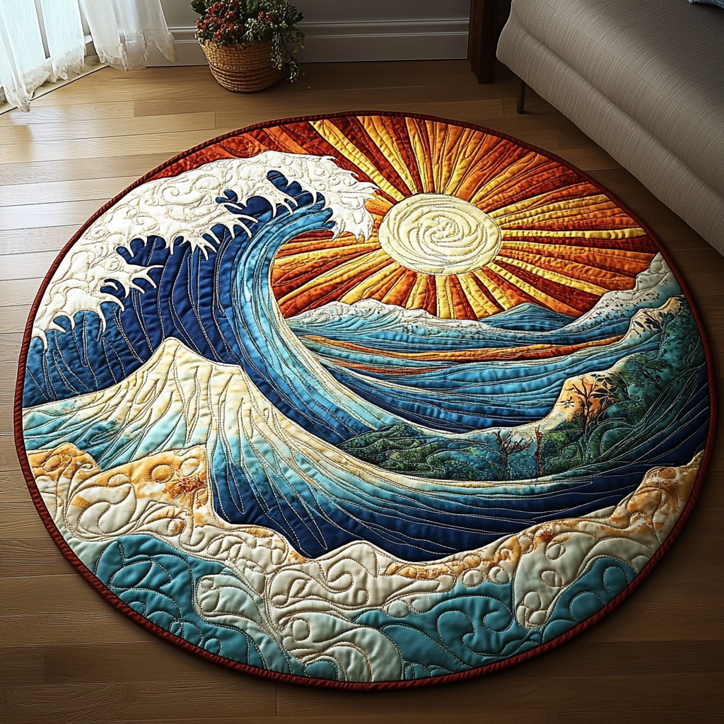 Rolling Tide Quilted Round Mat Entryway Rug Ideas Best Gifts For Beach Goers