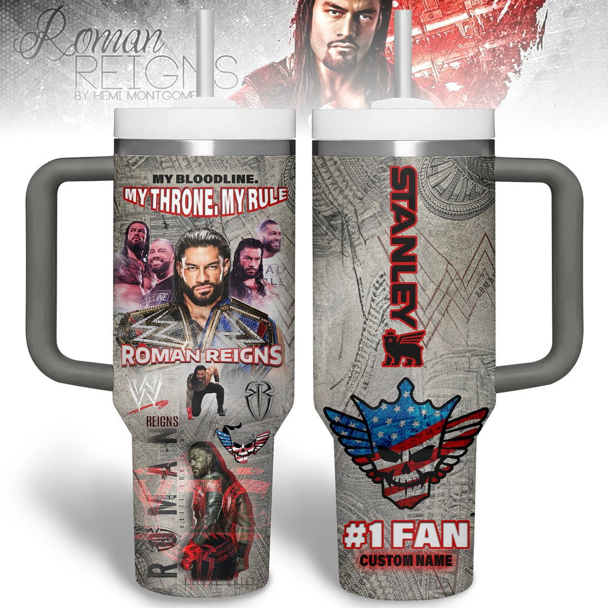 Roman Reigns Is My Throne My Rule 40oz Tumbler With Handle Gift No1 Fan Lovers