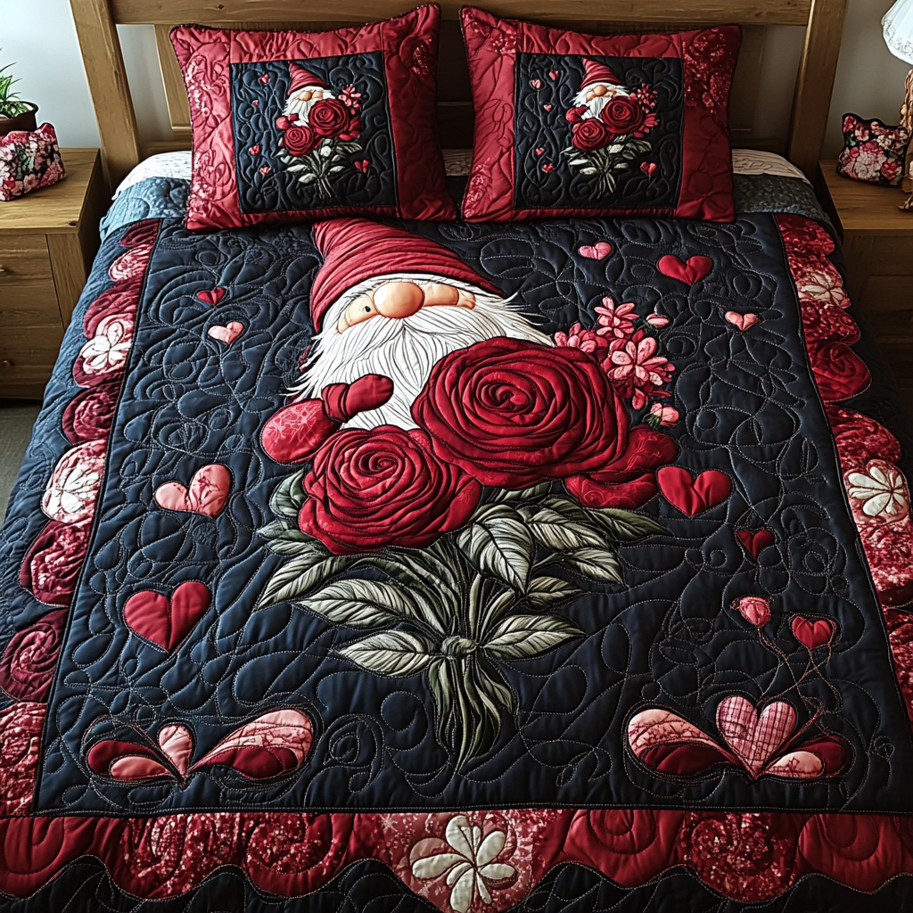 Romantic Bloom Quilted Bedding Set Warm and Elegant Bedding Gift Set for Every Home