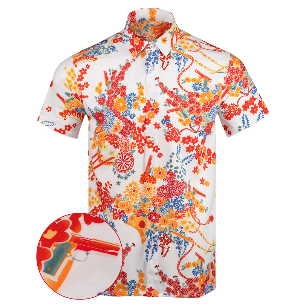 Romeo White Button Down Shirt Tactical Aloha Print Shirt Gifts For Gun Lovers