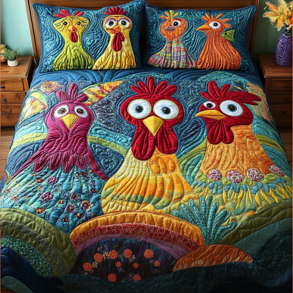 Rooster Call Quilted Bedding Set Bed Decor Ideas Gifts For People With Chickens