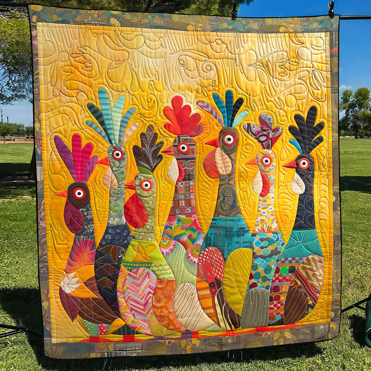 Rooster Club Quilted Blanket Presents For Chicken Love