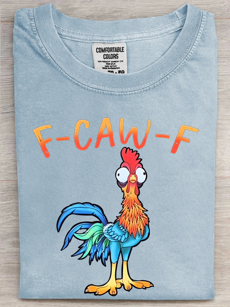 Rooster F Caw F T-Shirt Big Eyes Chicken Meme Chicken Pun Shirt Sarcastic Gifts For Her