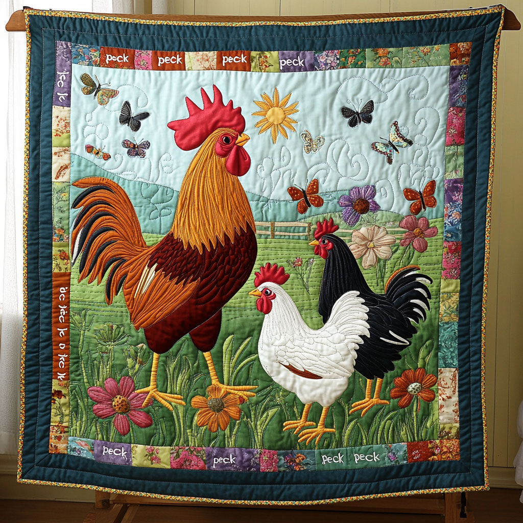 Rooster Family Quilt Blanket Winter Bedroom Decor Holiday Gifts For Chicken Lovers
