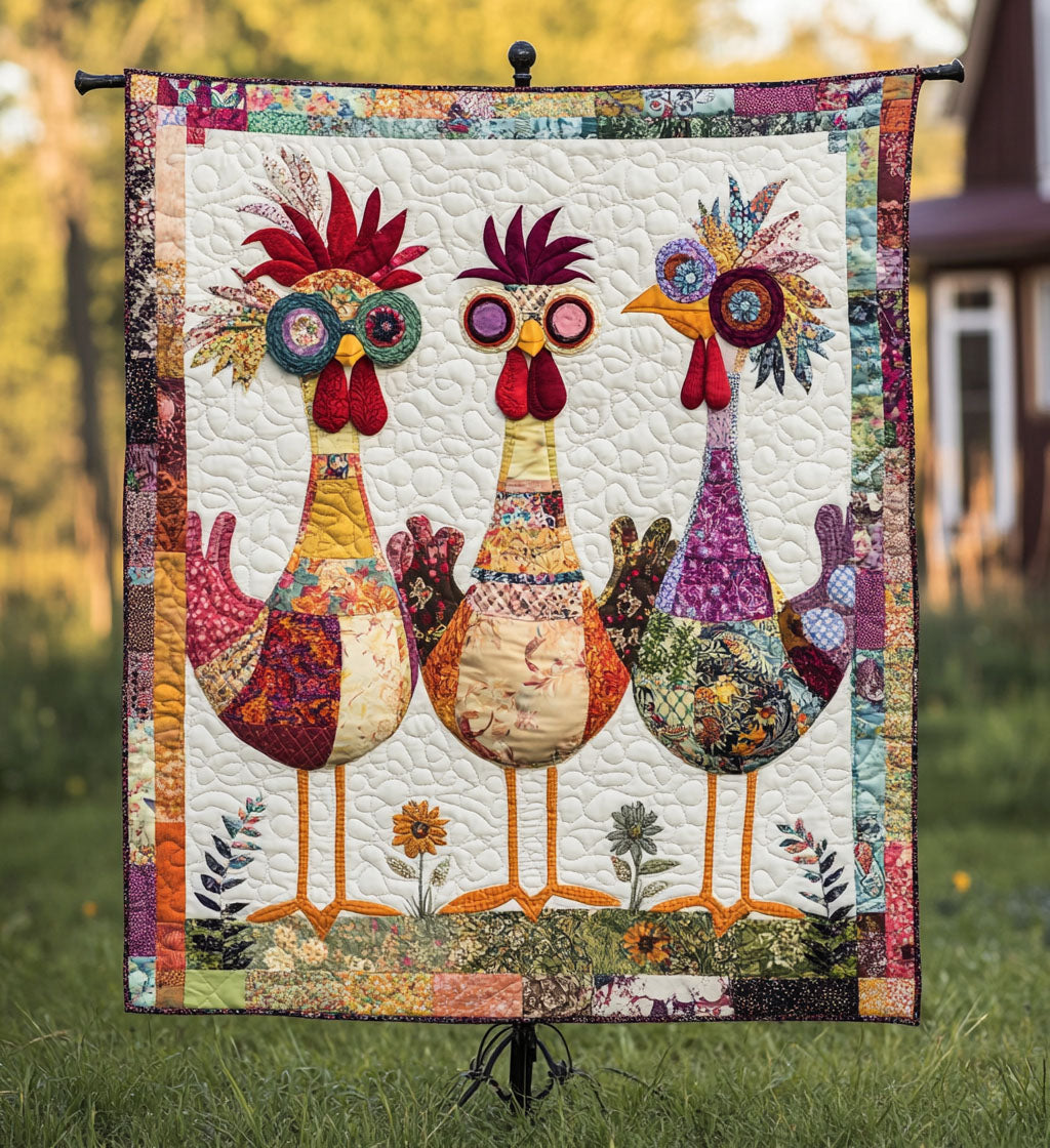Rooster Garden Charm Quilted Blanket Chicken Gifts For Chicken Lovers