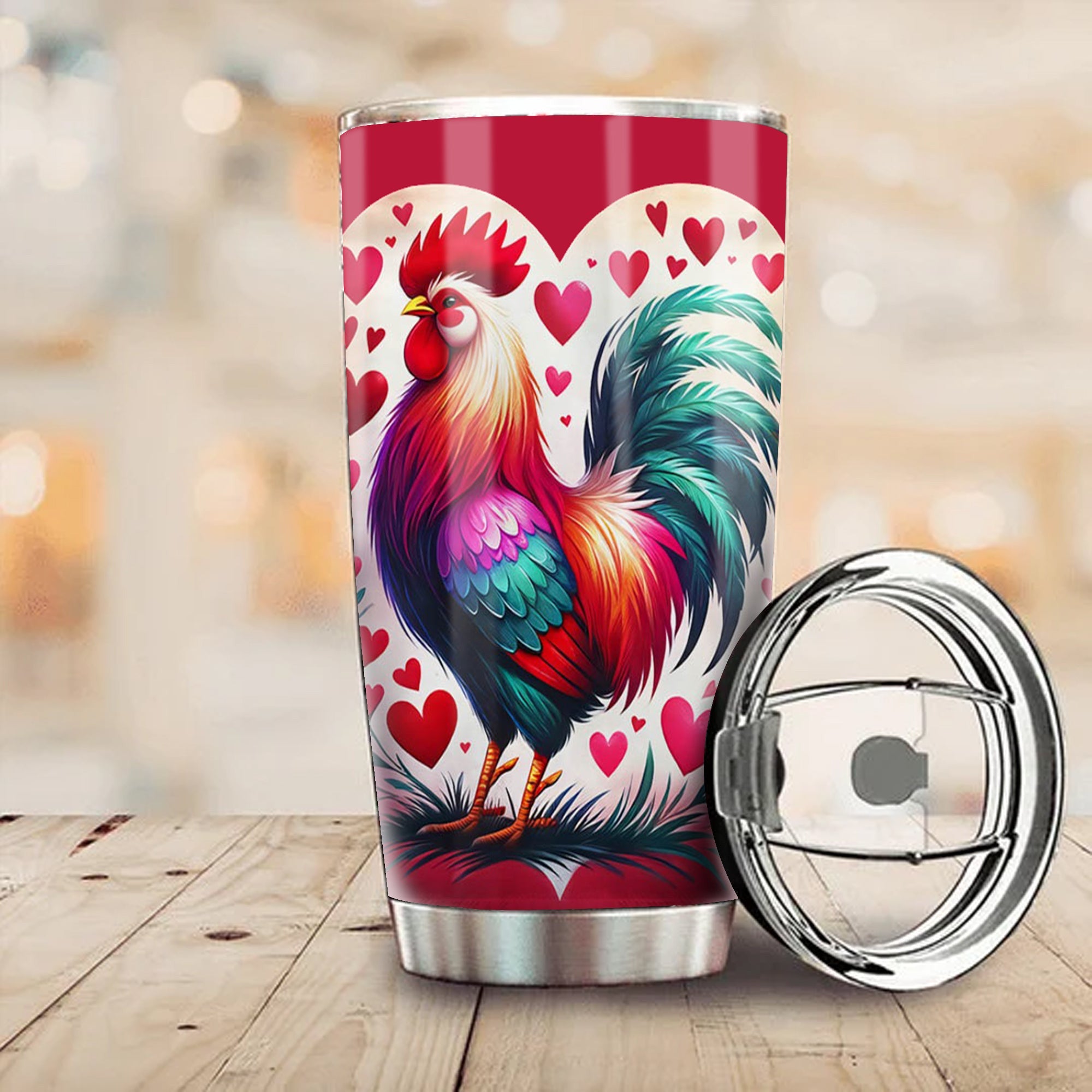 Rooster Heart Valentine's Day Tumbler Gifts For Rooster Lovers For Him