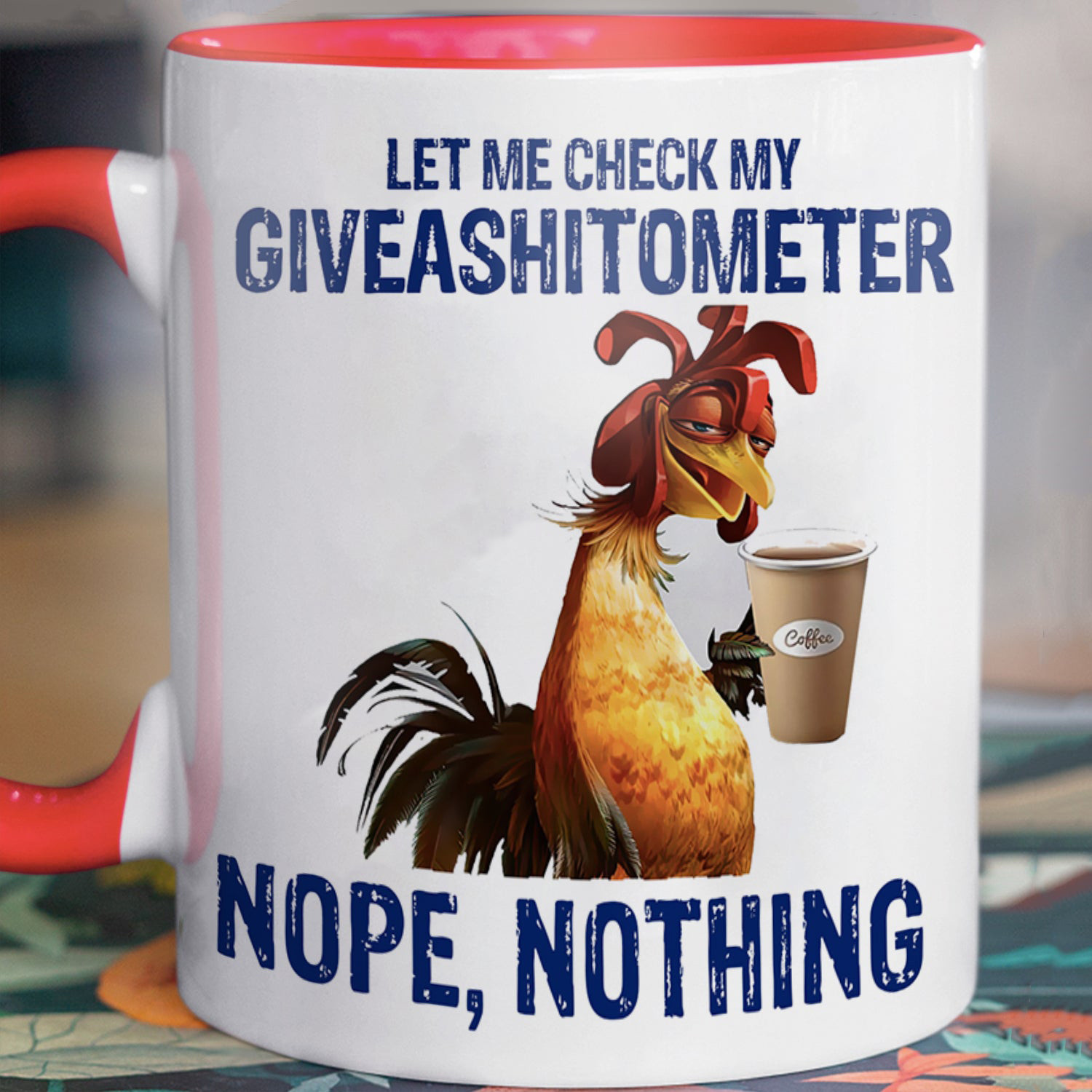 Rooster Let Me Check My Giveashitometer Mug Funny Coffee Mug Gifts For Him