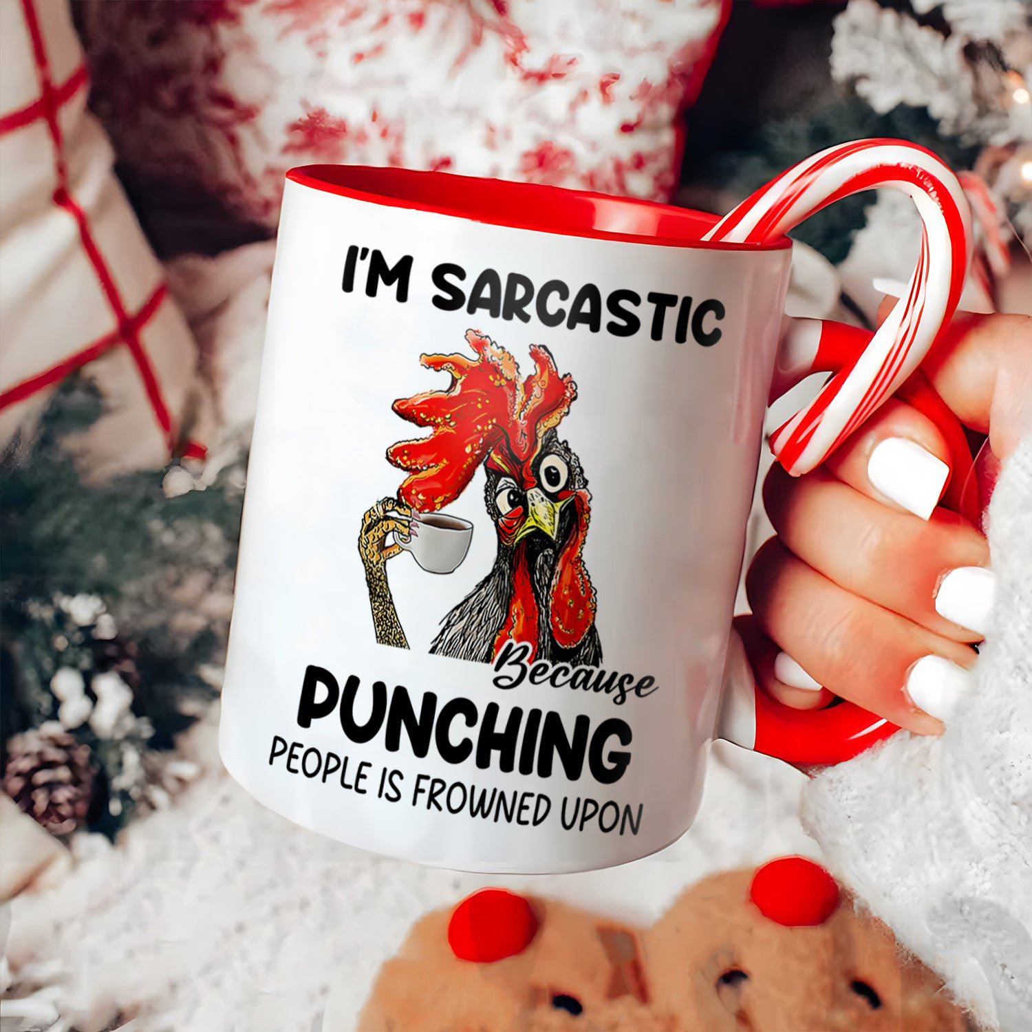 Rooster Mug I'm Sarcastic Because Punching People Mug Gifts For Rooster Lovers