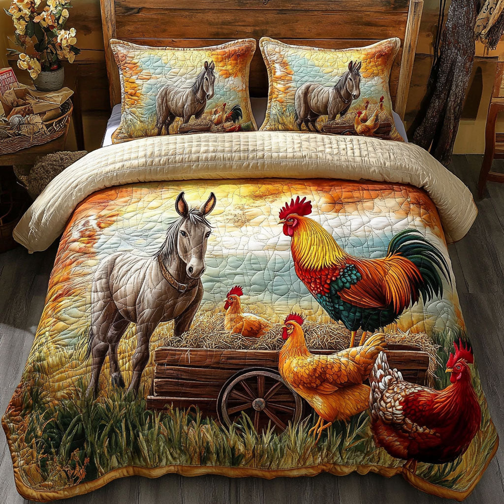 Rooster Nest Quilted Bedding Set Farmhouse Bedroom Decor Ideas Family Present Ideas