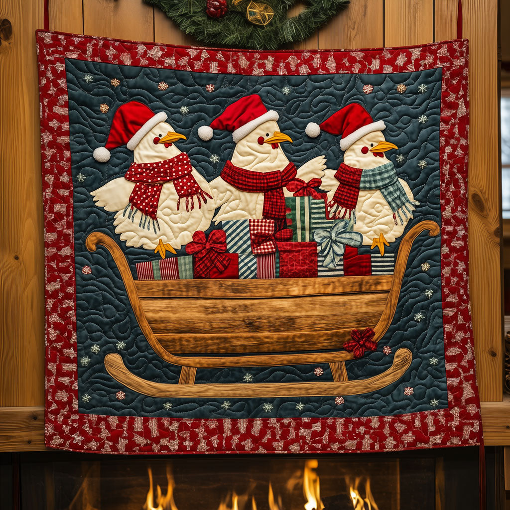 Rooster On Sleigh Quilt Premium Quilt Blanket to Enhance Bedroom Comfort