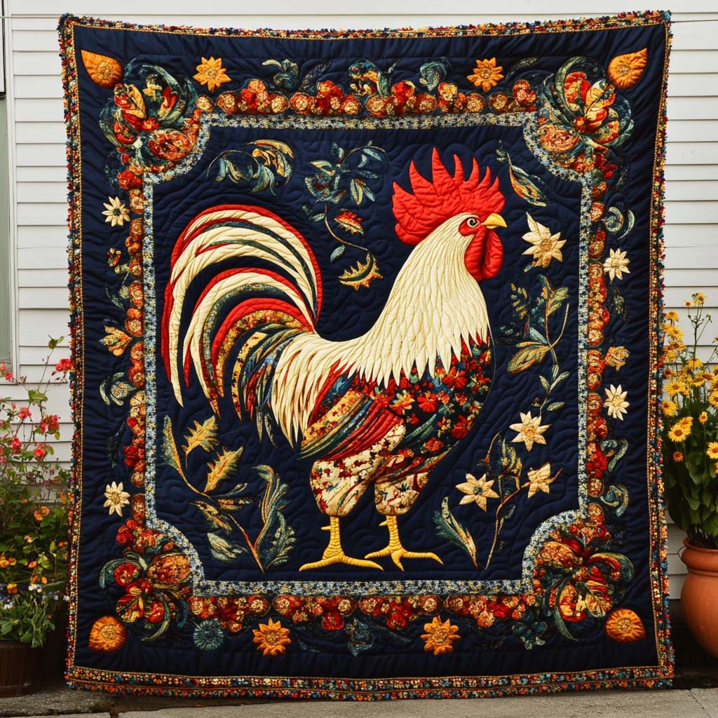 Rooster Parade Quilted Blanket Cool Throw Blanket African American Gifts For Her