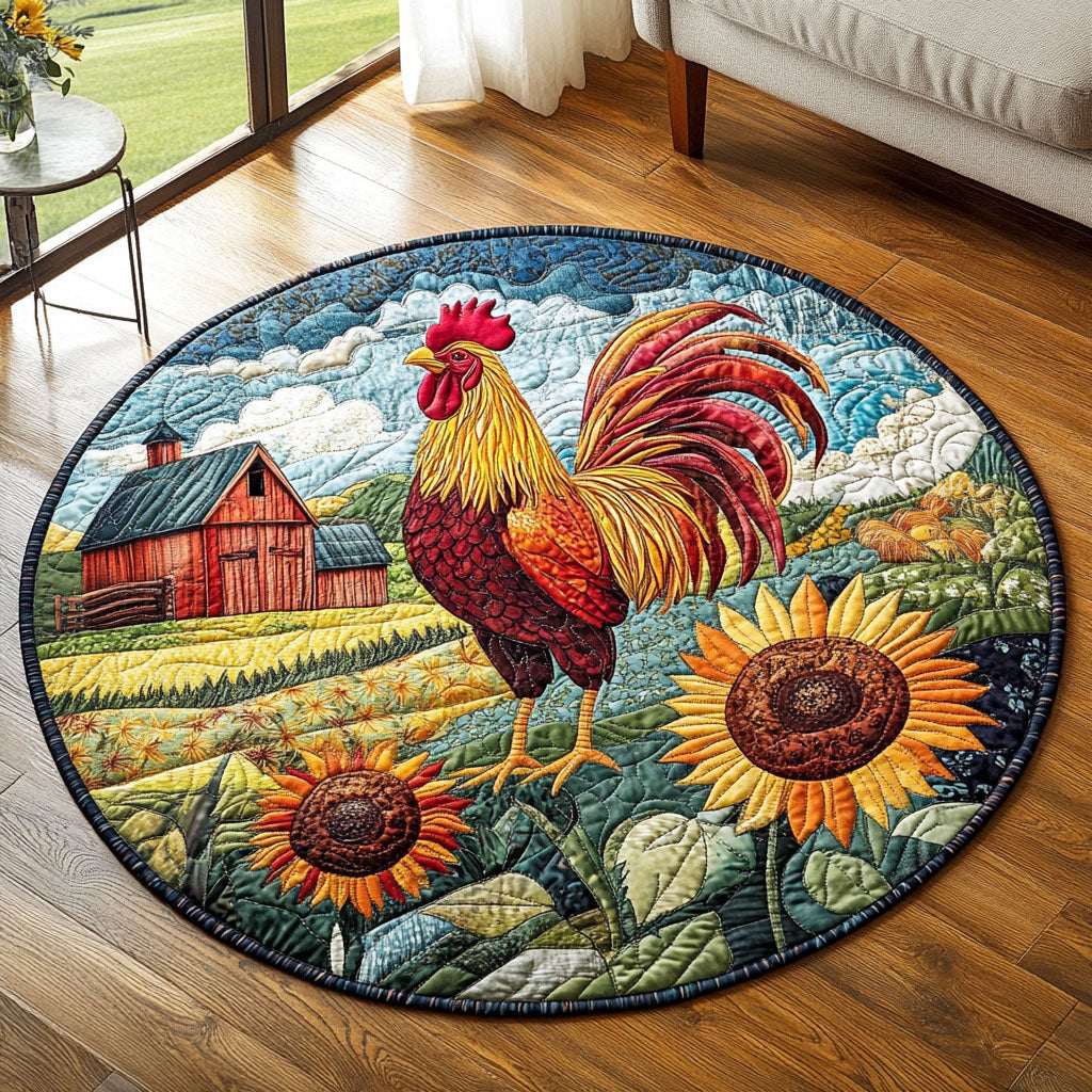 Rooster Parade Quilted Round Mat Entryway Christmas Decor Ideas Farmers Market Gifts