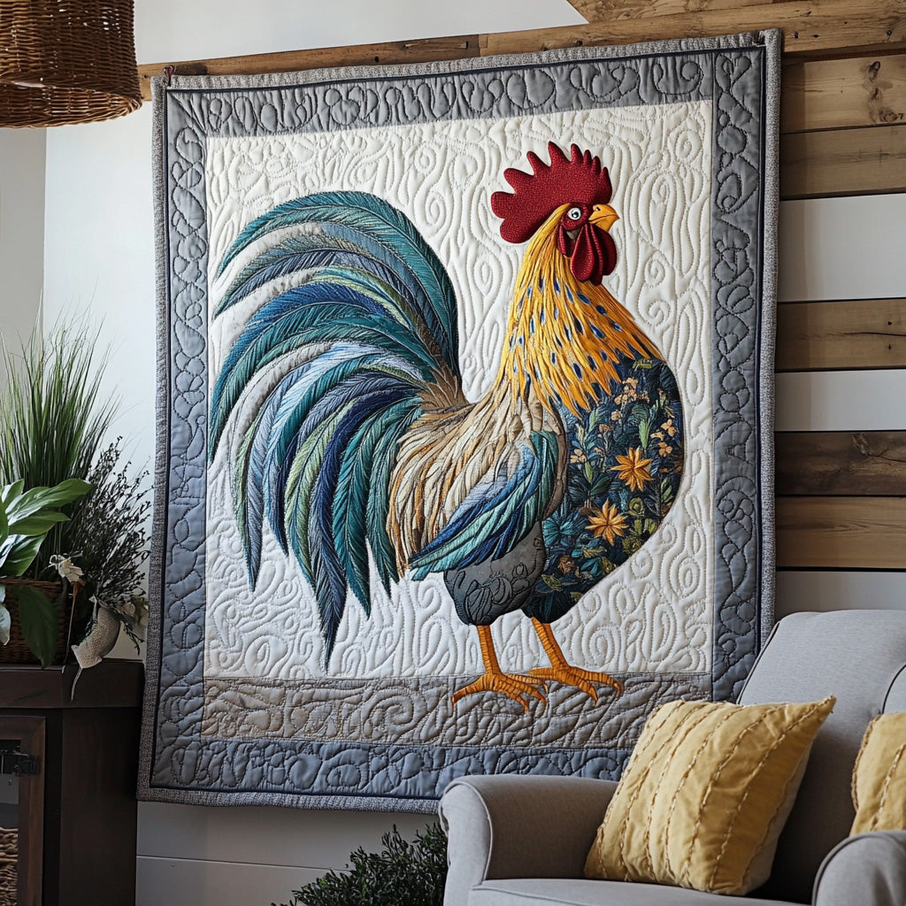 Rooster Quilted Blanket Merchandise Throw BlanketChicken Gifts For Humans