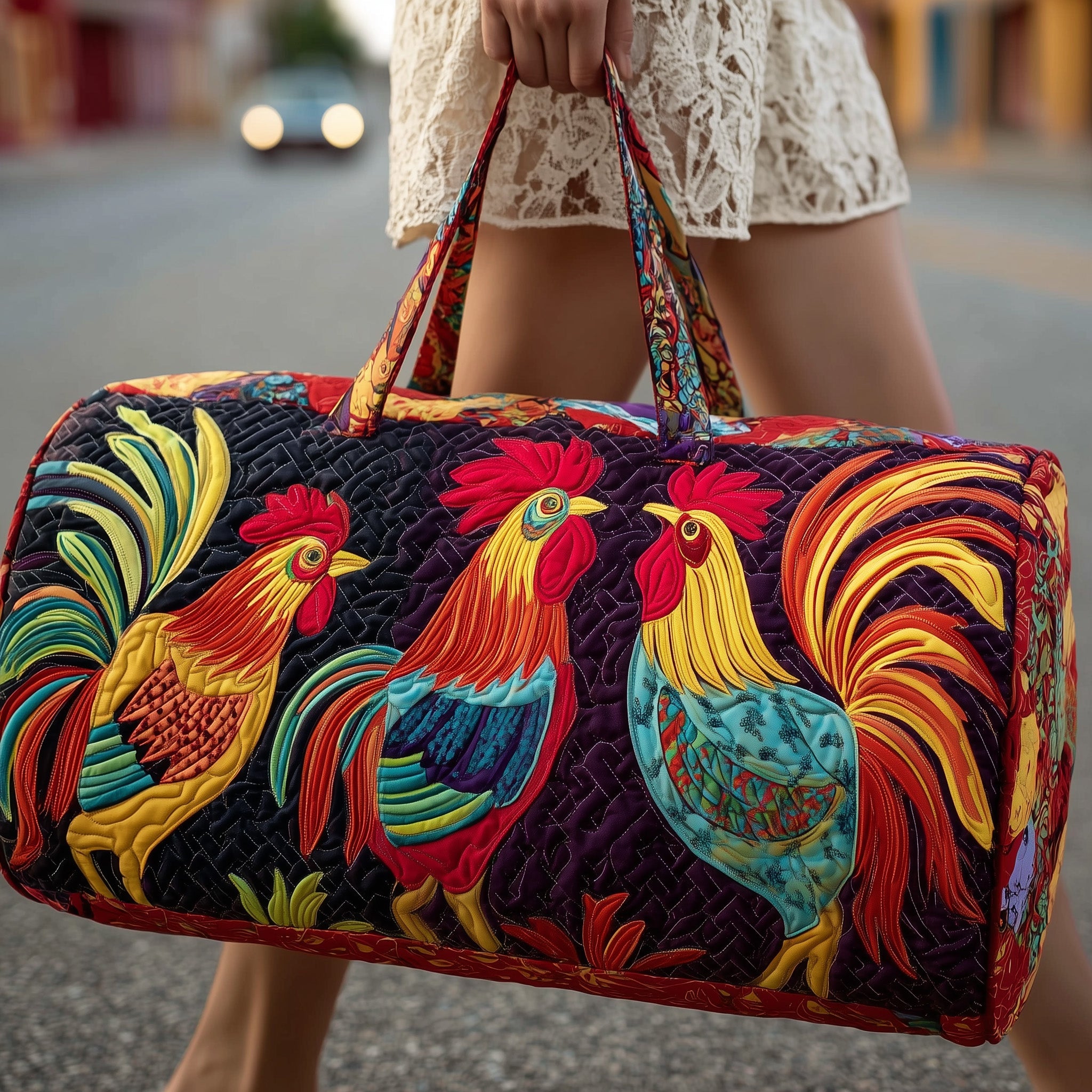 Rooster Quilted Duffle Bag Daily Essentials Organizer