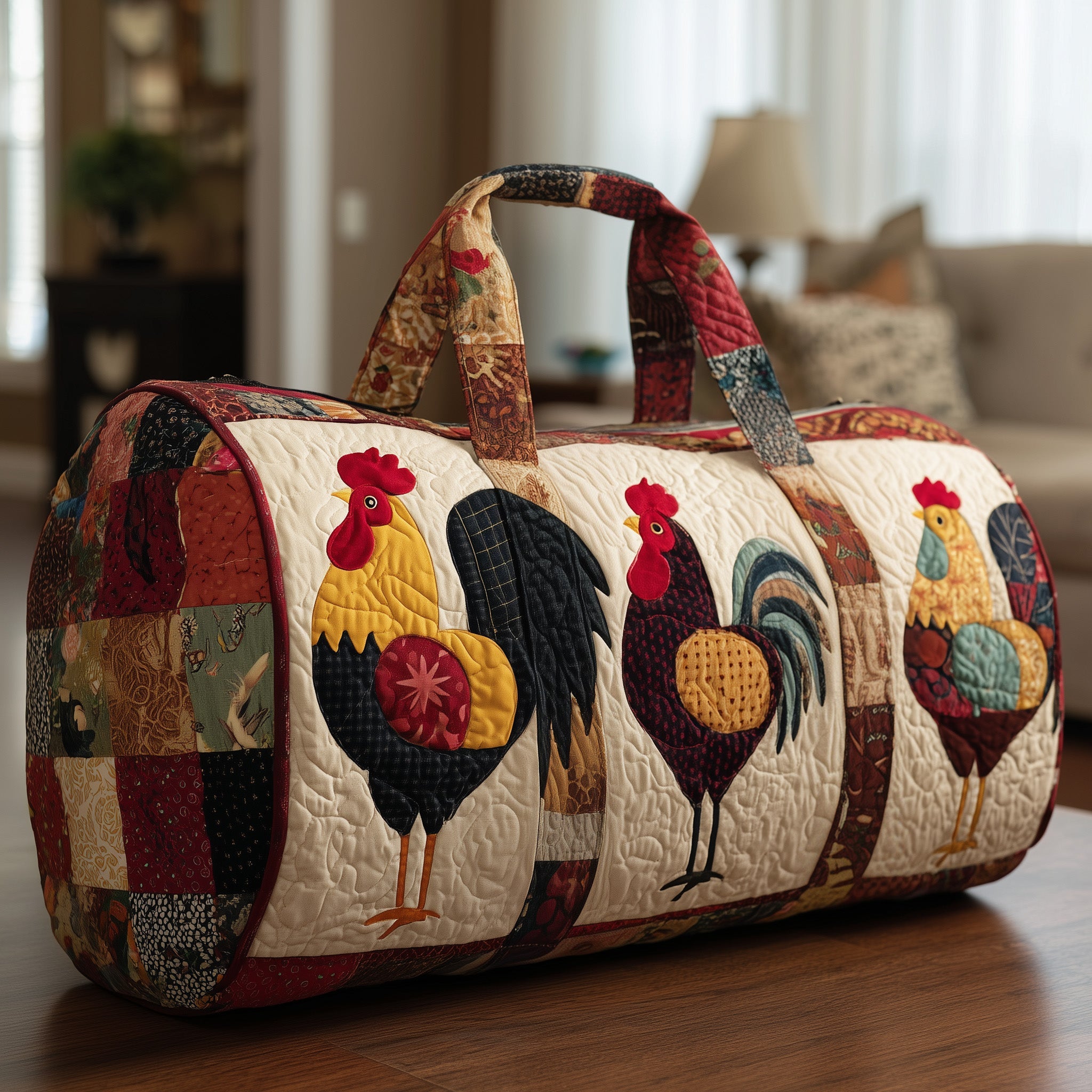 Rooster Quilted Duffle Bag For Daily Commute