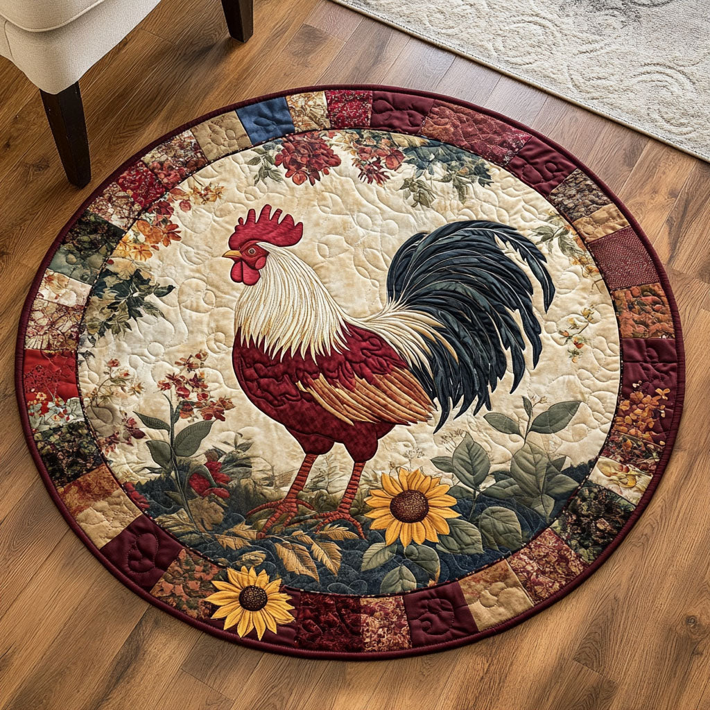 Rooster Quilted Round Mat Unique Front Door Decor Farm Wife Gifts